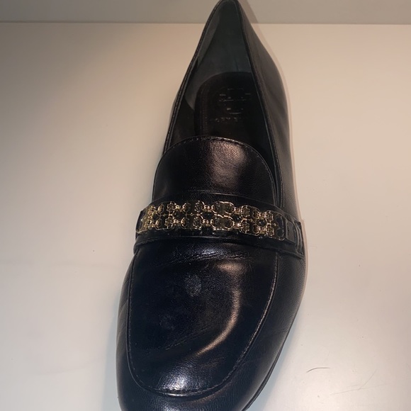 Tory Burch | black Leather Chain-Link Accents Loafers | size 7.5 - Picture 6 of 13